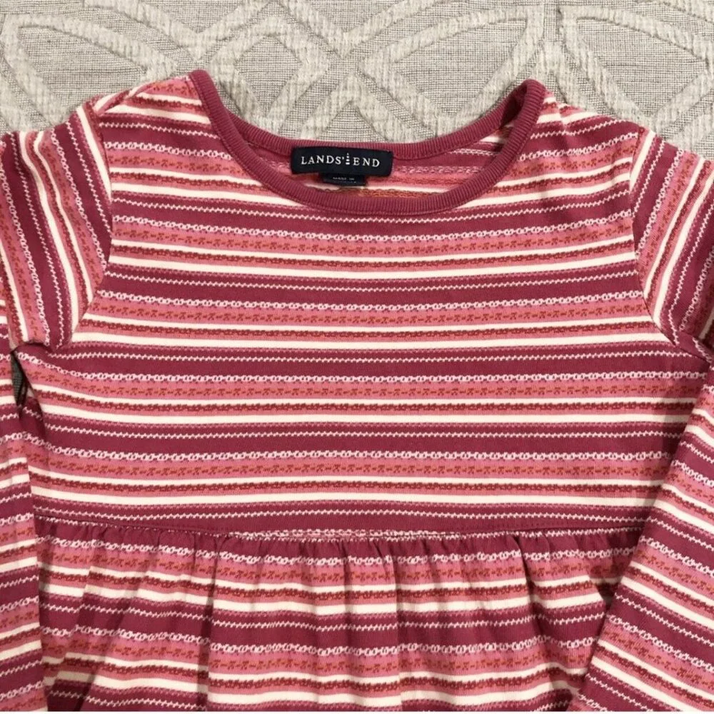 Lands End Sz 4 Pink Striped Dress